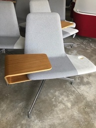 [#B12-70] Grey Lounge Chair with Writing Table
