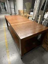 [#C20-1] Wood Tall Table on Casters / 3'w X 8' L X 32"H