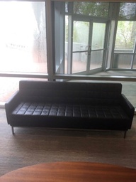 [#B6-89] Black Leather Couch (7')