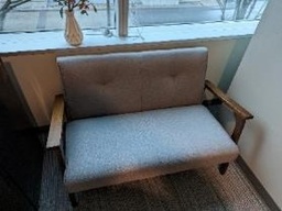 [#B7-92] Sofa, Wood/Grey, 46" x 24" x 29"