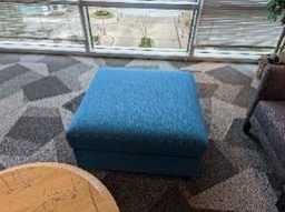 [#B11-291] Ottoman, Blue, 36" x 36" x 17"