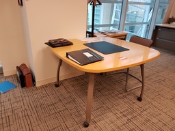 [#C3-22] Four Sided Wood Table With Wheels - 4'x4'