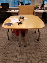 [#C3-24] Four Sided Wood Table With Wheels - 52'x52'