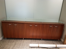 [#D5-50] Wood Credenza With Glass Top - 8"x2'