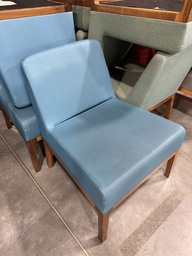 [#B12-917] Blue Suede Wood Bottom Chair