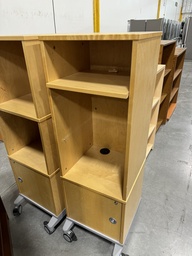 [#D1-974] Light Wood On Wheels 2 Shelf + Store Bookshelf