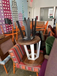 [#C11-109] Side Table - white base/wood top