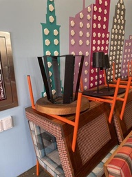 [#C11-110] Side Table - black base/wood top