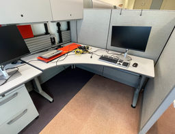 [#E10-2] Freestanding Corner Manual Sit Stand Desk