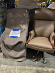 [#B5-RM007] Board Room Chairs (brown leather w mahagony frame)