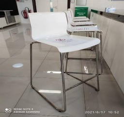 [#B2-38] White Stackable Bar Height Chair
