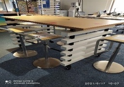 [#C8-61] Bar Height Table with Slatted Side (60x90cm)