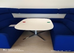 [#C2-90] White Square Café Table with Rounded Sides