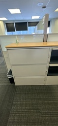 [#D8-35] Metal 3-Drawer Filing Cabinet with Wood Top