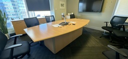 [#C7-21] 9' Boatshape Boardroom Table With Electrical