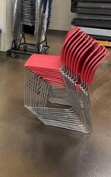 [#B4] Red Plastic Stacking Chair