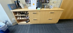 [#D5-9] Wooden Credenza with Drawers, and Shelves, Maple