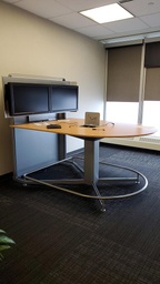 [#C8-11] Counter-Height AV Bullet Shape Meeting Table, Maple/Silver