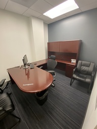 [#E8-11] U-Shaped Cherry D-Top Desk with Hutch