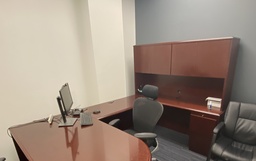 [#E8-14] U-Shaped Cherry Desk with Hutch (Square Edge)