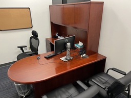 [#E8-15] L-Shaped Cherry D-Top Desk with Hutch