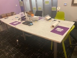 [#C8-181] Conference table, white top, grey legs