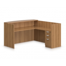 [#E6-5] L Shaped Reception Desk w/ Transaction Top (Photo Representation)