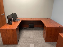 [#E7-40] Wood U-Shaped Desk