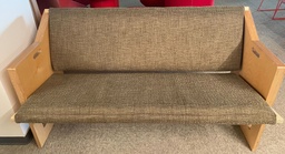 [#B2-7] Green / Brown Upholstered Wood Bench