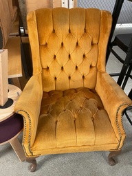 [#B12-42] Yellow Velvet Lounge Chair 