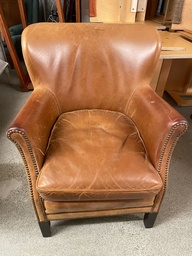[#B12-54] Tan Leather Lounge Chair