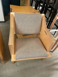 [#B8-57] Light Brown Upholstered Wood Chair