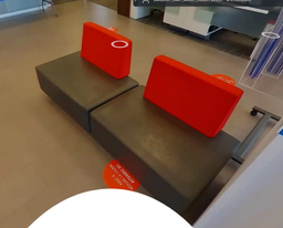 [#B12-5] Red/ Grey Lounge Chairs