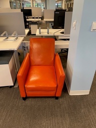 [#B12-15] Orange Leather Lounge Chair