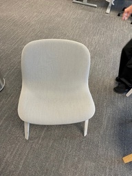 [#B12-21] Grey Upholstered Chair with Wood Legs