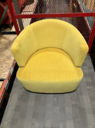 [#B12] Lounge Chair, Swivel, Yellow Fabric