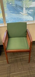 [#B9-8] Green Guest Chair w/ Wood Frame
