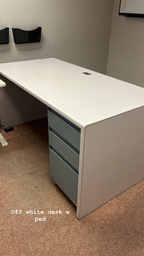 [#E3-52] Off-white Desk w/ Pedestal