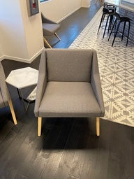 [#B12-30] Grey Lounge Chair with Wood Legs