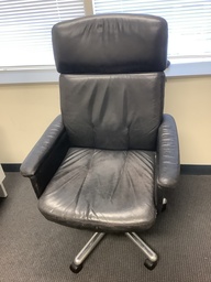 [#B13-46] Desk Chair - Black Leather 