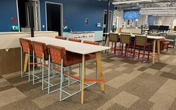 [#C4-272] Table - Seated white, wood legs 90" x 30"