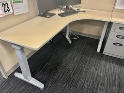 [#E10-94] L-Shaped Height Adjustable Desk (LH) W 70, R D 46, D 23