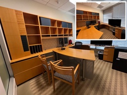 [#E9-13] U-shape Private office - including 2 overheads, 2 guest chairs, and 2 drawer lateral cabinet