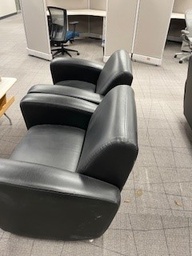 [#B12-143] Lounge Chairs - Black Leather (photo representation)