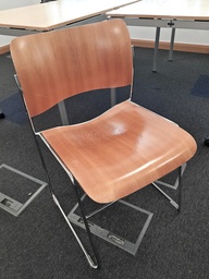 [#B4-27] Wood Chrome Stackable Chair