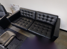 [#B6-3] Black Leather Couch