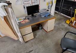 [#E4-17] Wood Desk w Filing