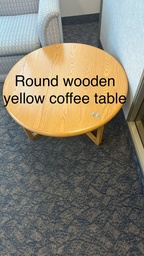 [#C3-7] Round wooden coffee table with yellow wooden top