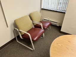 [#B8-30] Guest Chairs w Red Seat and Metal Arms