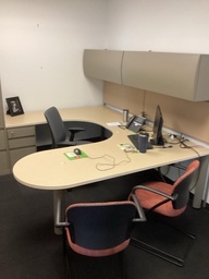 [#E8-82] U-shape desk w/ overhead cabinets &amp; corkboards